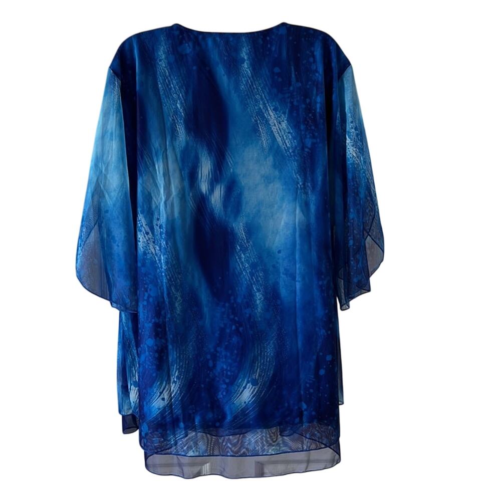 Sese Code Shades of Blue Print Knit Tunic Top Woman's Size 3XL Flowy NWT - Picture 3 of 10